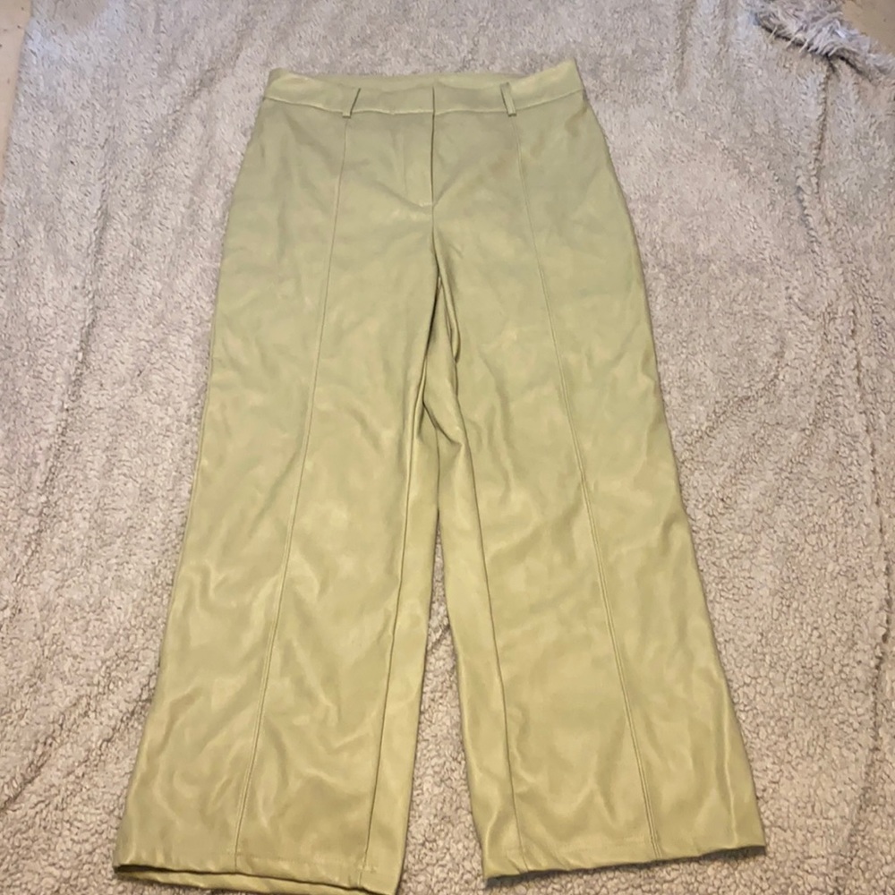 7 For All Mankind sage green faux leather pants